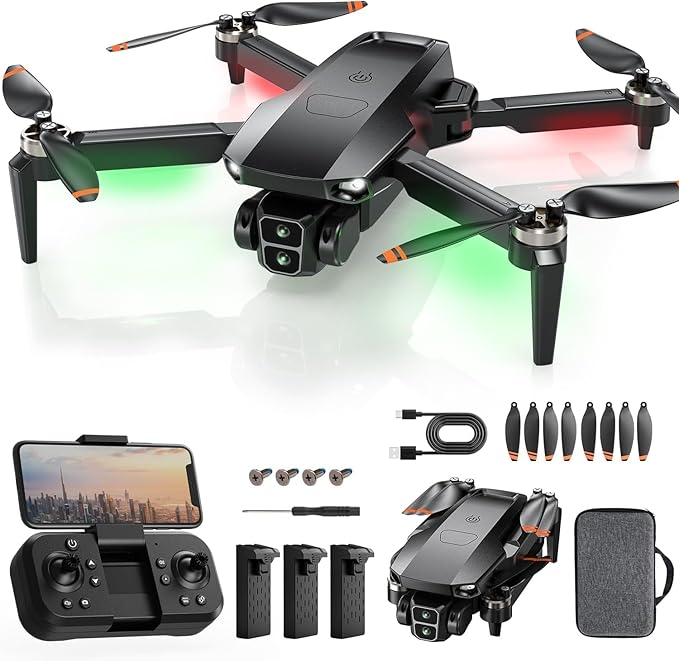 Drone with Camera for Adults 4K, Brushless Motor Drones for Kids Beginners, 60 Mins Flight, 130° Lens, FPV Foldable RC Quadcopter, Gesture Photography, Toys Gifts for Teen Boys Girls, Grey