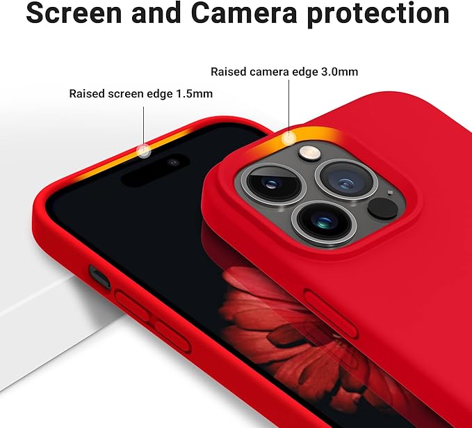 OTOFLY Designed for iPhone 14 Pro Case, Silicone Shockproof Slim Thin Phone Case for iPhone 14 Pro 6.1 inch (Red)