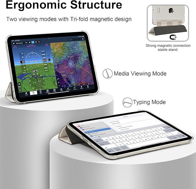 DONGKE for iPad mini 7 (A17 Pro) 2024 & iPad mini 6 2021 8.3 Inch, Slim Foldable Stand Hard PC Translucent Back Shell Smart Cover for iPad mini 7th/6th Generation [Auto Wake/Sleep] - Chessboard