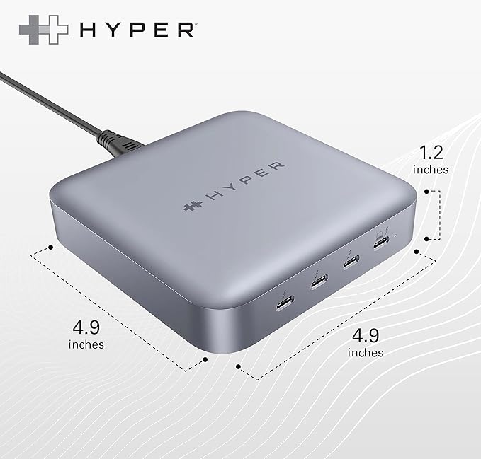 HyperDrive USB-C & Thunderbolt 4 Hub with Integrated GaN Power Source - Three Thunderbolt 4 Downstream Ports and One Upstream Port with 96W Passthrough Charging