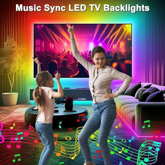 PSTAR LED Lights for TV,3.28ft Music Sync RGB Backlight with Remote & App Control, USB Powered for 24-32Inch TVs, Gaming Monitors, PC, Bedroom