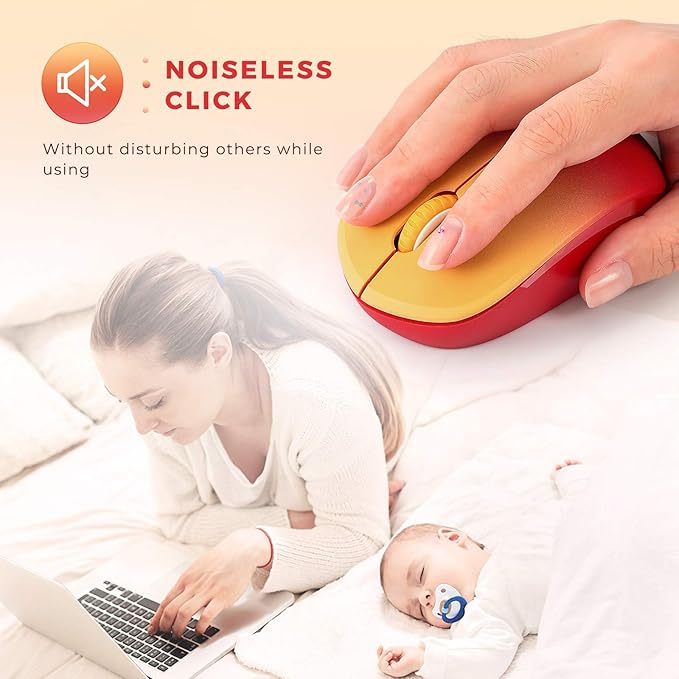 seenda Wireless Mouse for Laptop, 2.4G Noiseless Mouse with USB Receiver - Optical Tracking Portable Computer Mice for Chromebook, PC, Tablet, Windows System, 24 Months Battery Life - Gradient Red