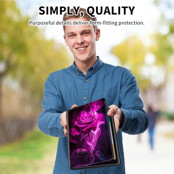 for Amazon Kindle Fire 7 (9th/7th/5th Generation, 2019/2017/2015 Release) 7" Tablet Case, Slim Kickstand Stand Leather Smart Cover with Auto Wake/Sleep, Rose Red Wolf