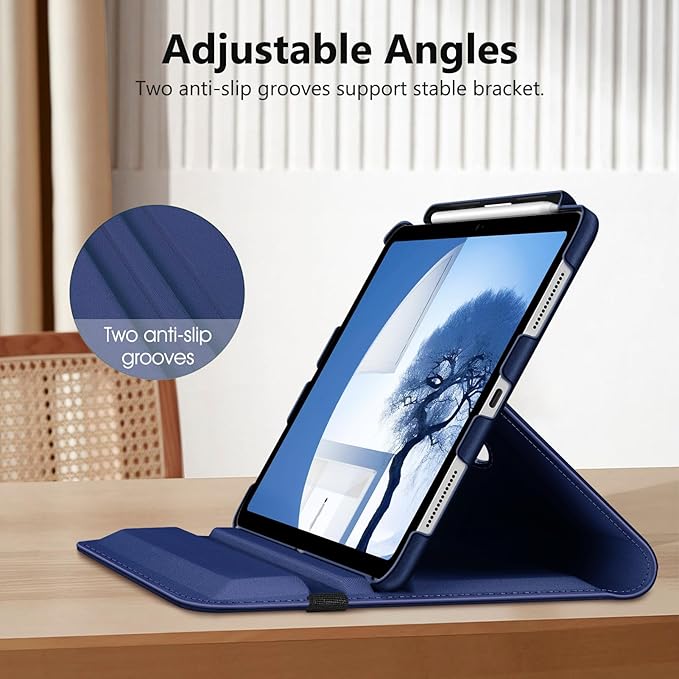Fintie Rotating Case for iPad Pro 11-inch (M5) 2025 / (M4) 2024 - [Built-in Pencil Holder] 360 Degree Swiveling Smart Stand Protective Cover, Auto Sleep/Wake, Navy
