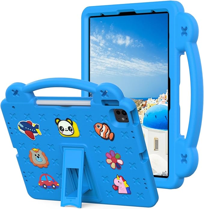 AKABEILA Compatible with Apple iPad Pro 12.9(2018/2020/2021/2022)/Air 13(2026) M4(2025) M3(2024)/Pro 13(2025) M5(2024) Tablet Case, Cases with Shoulder Strap & Stand Handle & Pen Tray Sky Blue