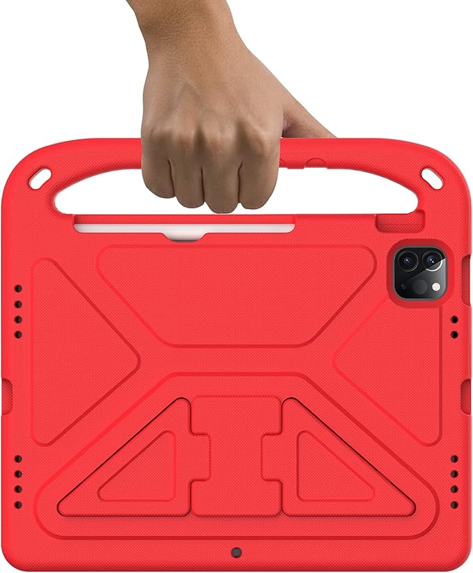 Dteck Shockproof Protective Handle Stand Pencil Holder Kids Case for iPad Air 5/4 10.9" & iPad Pro 11", Red