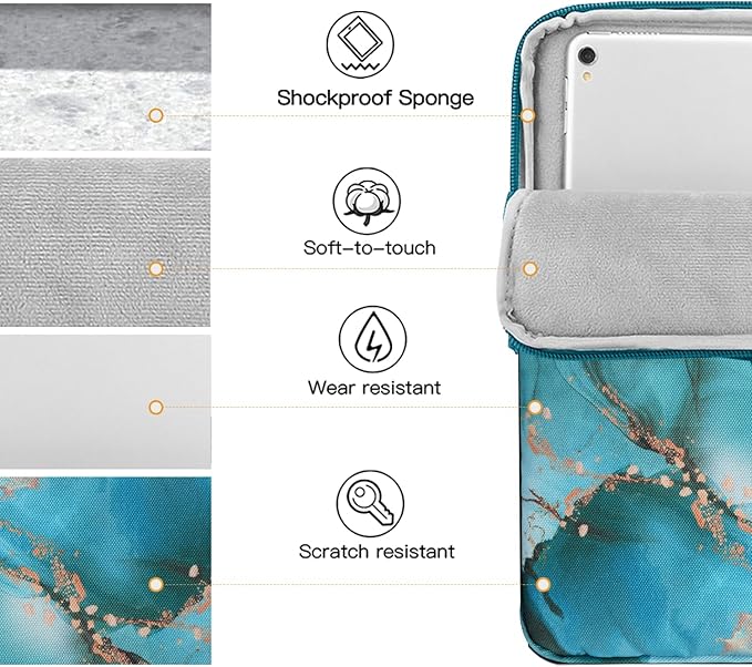 TiMOVO 9-11" Tablet Sleeve Bag for iPad 11-inch A16 2025, iPad 10.9"/10.2"| Air 11 Inch/5th/4th Gen. 10.9", Galaxy Tab A9+/A11Plus 11", Protective Bag Fit Smart Keyboard, Cloud Peacock Blu