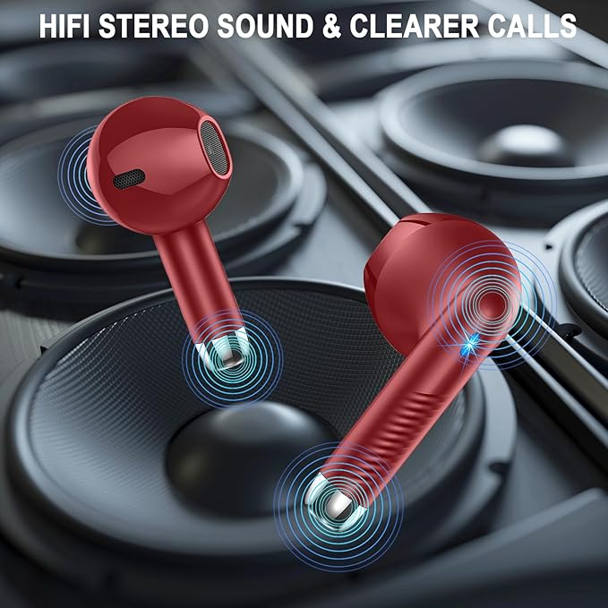 Jxrev Wireless Earbuds, Bluetooth Headphones LED Power Display Ear Buds Bass Stereo, Bluetooth Earbuds in-Ear Noise Cancelling Mic, Playback Mini Case IP7 Waterproof Sports Earphones for Android iOS