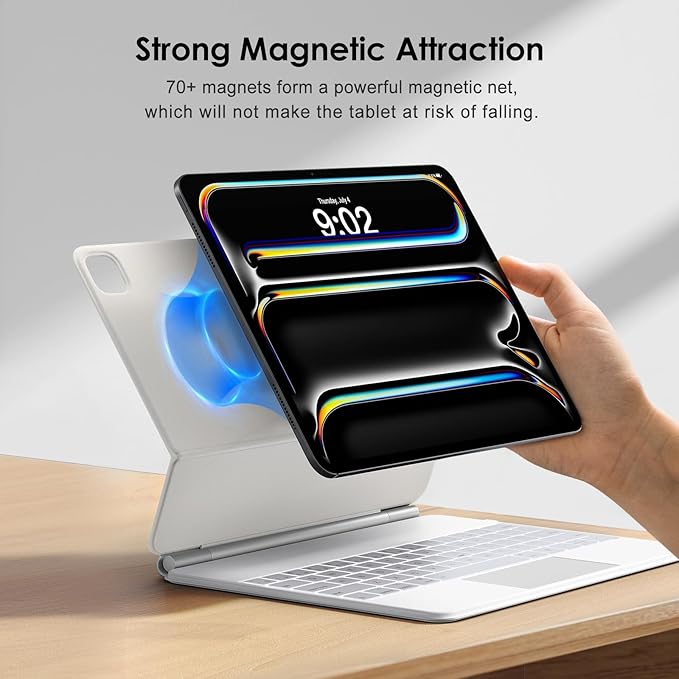runelk Keyboard Case for iPad Pro 13-inch (M4 2024 / M5 2025), Magic-Style Magnetic Keyboard Case with Multi-Touch Trackpad, Floating Cantilever Stand Compatible with iPad Pro 13 - White