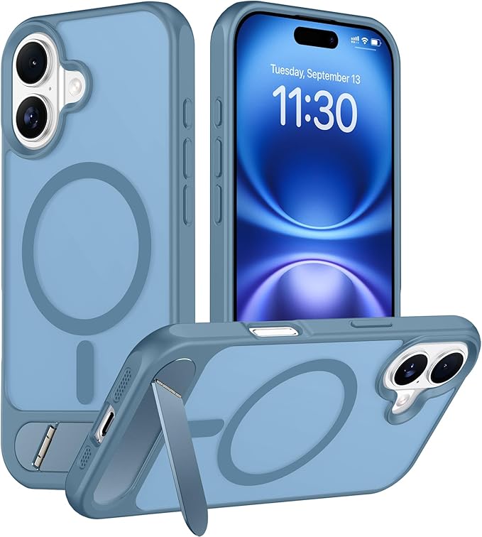 Magnetic Compatible with iPhone 16 Plus Case, [Built-in Invisible Kickstand][Compatible with MagSafe][Military Grade Shockproof] Slim Translucent Matte Phone Case for iPhone 16 Plus 6.7"