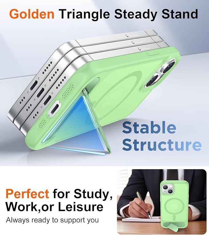 Magnetic Compatible with iPhone 15 Plus Case & iPhone 14 Plus Case, [Built-in Invisible Kickstand][Compatible with MagSafe][Military Grade Shockproof] Slim Translucent Matte Phone Case 6.7"