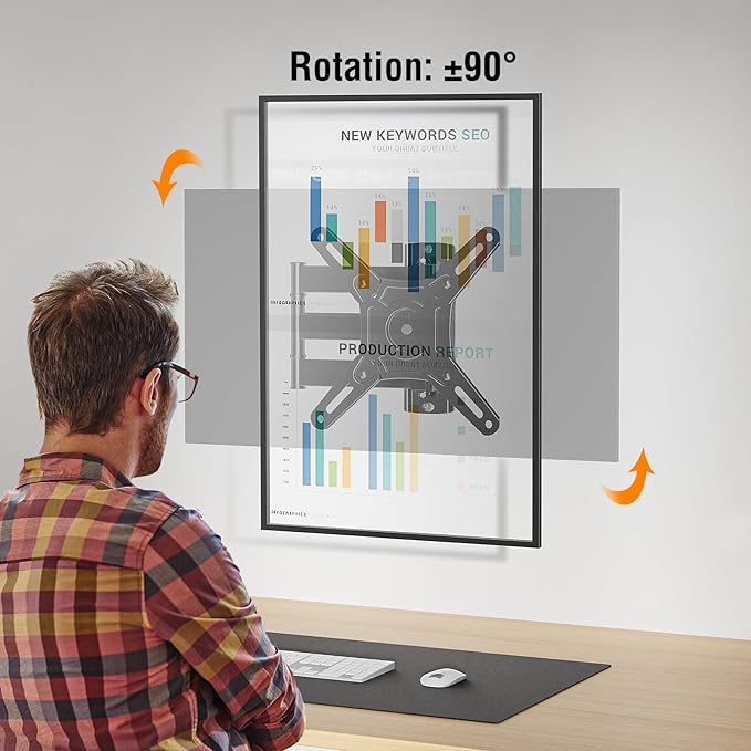 ELIVED Full Motion TV Monitor Wall Mount for Most 14-42 Inch LED LCD Flat Screen TVs & Monitors, Swivel Tilt Extension Rotation tv Mount Bracket Max VESA 200x200mm, up to 44 lbs.