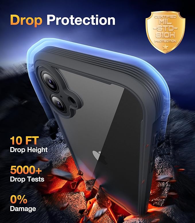 Diaclara Designed for iPhone 16 Case, Full Body Rugged Case with Built-in Touch Sensitive Anti-Scratch Screen Protector, with Camera Protection for iPhone 16 6.1" (Black)