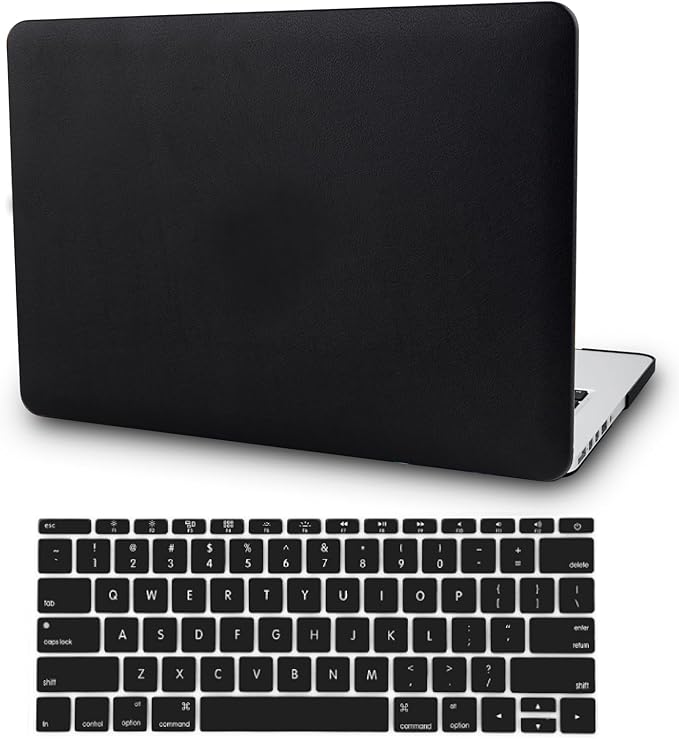KECC Compatible with MacBook Air 15 inch Case 2025 2024 2023 Release M4 A3241 M3 A3114 M2 A2941 Protective Italian Leather Hard Shell + Keyboard Cover, Black Leather