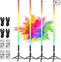 4 Pack 4ft Portable Battery Powered Tube Light 120cm Handheld LED RGB Lights Tube with Tripods, 500 Vivid Effects for Video and Photography,Light Painting,YouTube,Video and Dance Club