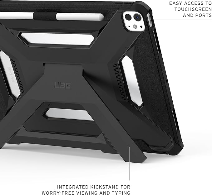 URBAN ARMOR GEAR UAG Designed for iPad Pro 13" 8th/7th Gen 2024-2025 M5/M4 Case A3360 A3361 A3362 - Rugged Protective Cover with Kickstand and Pencil Holder Scout Plus Black