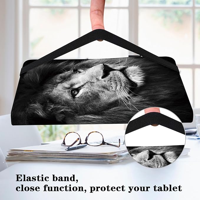 Case for iPad Pro 12.9 2022/2021/2020/2018, PU Leather Tablet Cases Flip Folio Multi-Angle Viewing Stand Protective Cover for iPad Pro 12.9" 6th Gen/5th Gen/4th Gen/3rd Gen - Lion