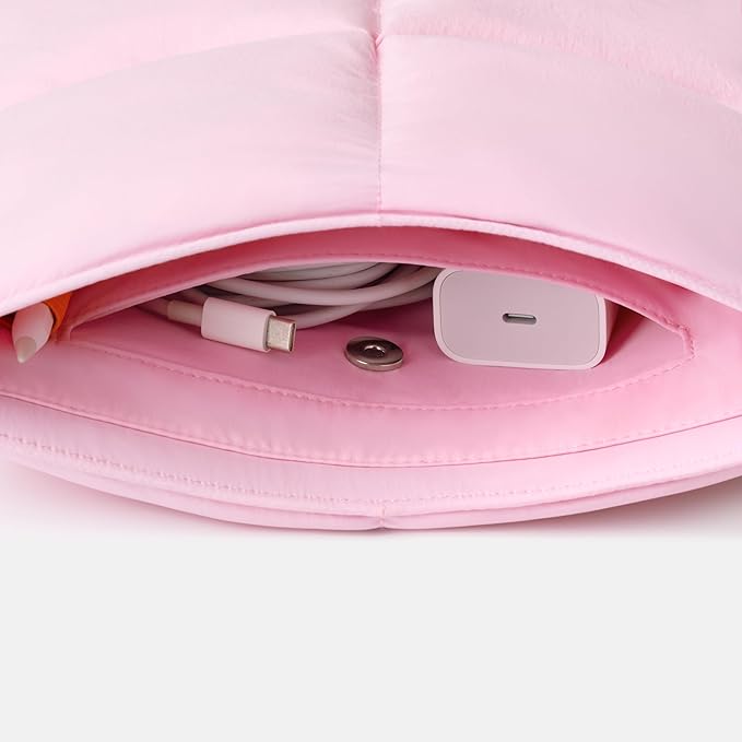 Comfyable Puffy 9-11 Inch Tablet Sleeve Compatible for 11 Inch iPad Pro M5, iPad Air M4 2026 with Magic Keyboard, Quilted Puffer Vertical Tablet Carrying Case for Women Men, Candy Pink