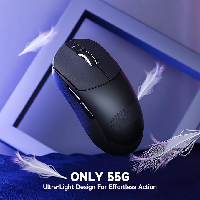 ATTACK SHARK X8 PRO 8K Wireless Gaming Mouse,PAW 3395PRO Sensor,40K DPI,Tri-Mode,55g Ultra-Light,Broadcom 52840 MCU Chip,Programmable Mice with Coiled Cable for PC/MAC/Win-Black&Tape