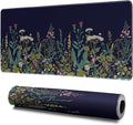 Wildflower Mouse Pad Abstract Black Mouse Pad 31.5x11.8 Inch Flower Texture Non-Slip Rubber Base Large Mousepad Stitched Edges Keyboard Mouse Mat Desk Pad for Office and Home