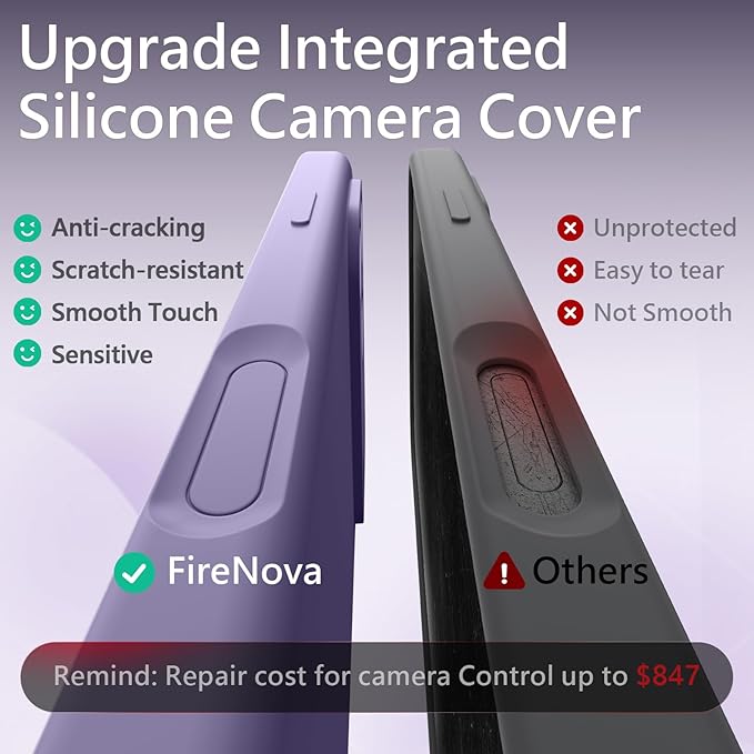 FireNova Magnetic for iPhone 17 Pro Max Case, Compatible with MagSafe, [Integrated Silicone Camera Control Button] [Camera Protection] Anti-Scratch Microfiber Lining Phone Case, 6.9", Clove Purple