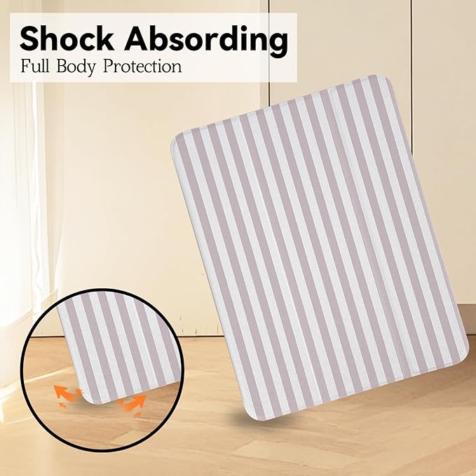 Lovmooful Compatible for iPad Air 6th 11-inch M2 (2024),iPad Air 5/4 (2022/2020 5th/4th Generation 10.9-Inch) Case with Pencil Holder Cute Striped Design Soft TPU Trifold Stand Protective-Apricot