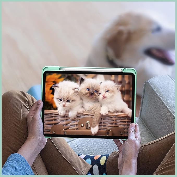 Fintie Hybrid Slim Case for iPad Pro 11-inch (4th / 3rd Generation) 2022/2021 - [Built-in Pencil Holder] Shockproof Cover w/Clear Transparent Back Shell, Also Fit iPad Pro 11" 2nd Gen, Green