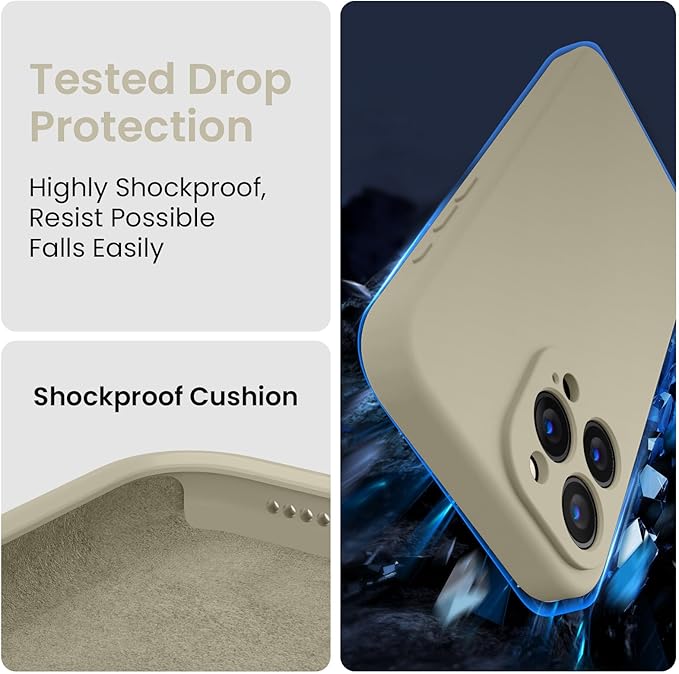 FireNova Designed for iPhone 16 Pro Case, Silicone Upgraded [Camera Protection] Phone Case, Soft Anti-Scratch Microfiber Lining Inside, 2024, Khaki
