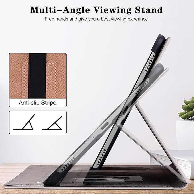 Case for iPad Pro 13 inch (M5/M4) 2025/2024, Premium Leather Folio Stand Protectors Cover with Auto Wake/Sleep, Pencil Holder, Hand Strap and Card Slots - Gradation
