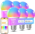 TJOY Smart Alexa Light Bulbs, Bluetooth WiFi Led Bulb Compatible with Alexa &Google Assistant, RGB Color Changing Bulbs, Music Sync, 9W(60W Equivalent), A19 E26 800LM(2.4Ghz WiFi only), 6 Pack