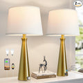 Seealle Modern Table Lamps Set of 2 - Touch Bedside Lamps for Nightstand with Dual USB C+A,3-Way Dimmable Gold Nightstand Lamps for Living Room Bedroom (Bulb Included)