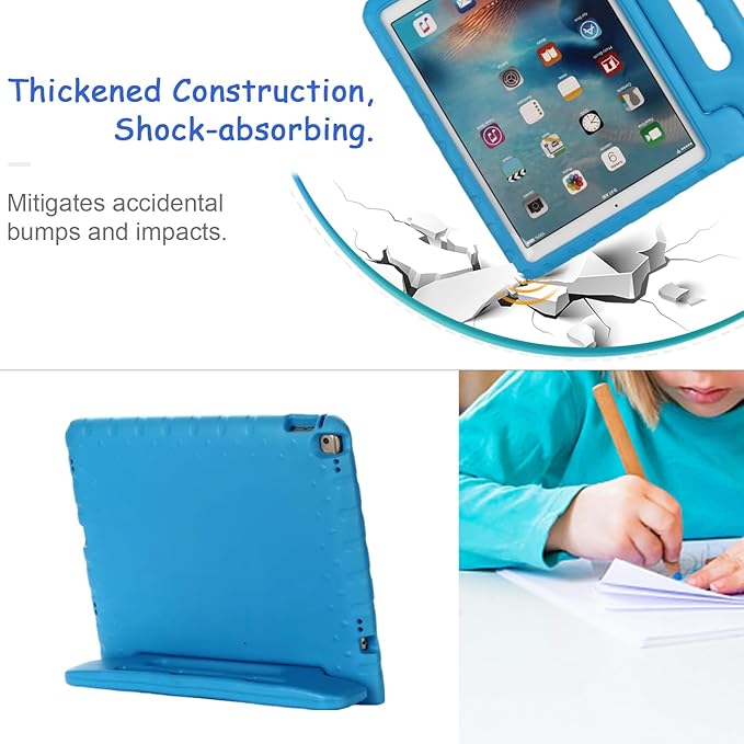 Kids Case for iPad Pro 12.9-inch (1st/2nd Generation) 2015/2017, Techcircle Handle Stand Lightweight EVA Foam Bumper Protective Rugged Child Proof Cover with Pen Slot, Blue