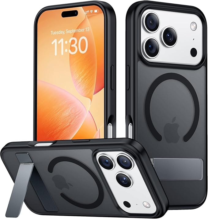 SPIDERCASE Magnetic for iPhone 17 Pro Max Case,with [3 Stand Ways] [Military Grade Drop Protection] with Invisible Stand Shockproof Slim Case for iPhone 17 Pro Max 6.9", Black