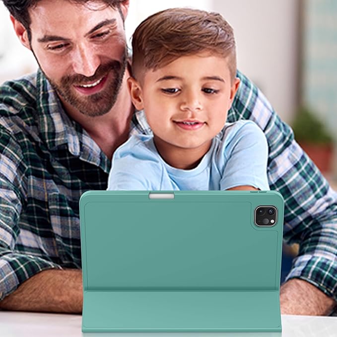 ZryXal iPad Pro 11 Inch Case (M5) 2025/ (M4) 2024 (Model: A2836/A2837/A3006), Trifold Stand Smart Cover with Pencil Holder and Soft TPU Back, Auto Wake/Sleep (Forest Green)