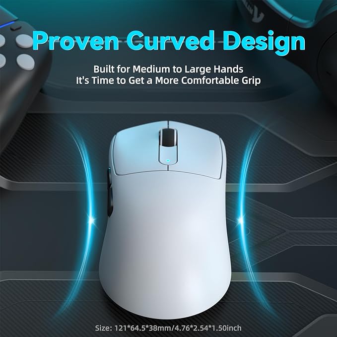 ATTACK SHARK V5 Wireless Gaming Mouse with 42000 DPI -PAW3950 MAX Sensor -55g Ultra-Lightweight-Nordic 52840 MCU,Wired/BT/2.4GHz Wirelss Programmable Mouse for PC/Mac (White)