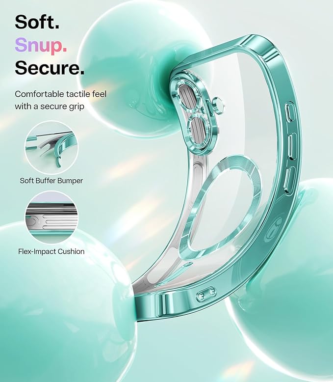Meifigno Designed for iPhone 17 Case 6.3", [Glitter Card & Wrist Strap] [Compatible with MagSafe] [2X HD Screen Protectors] Surround Raised Lens Protection for iPhone 17 Case 6.3 Inch, Teal