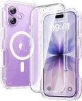 Diaclara Magnetic Designed for iPhone 17 Case 6.3 Inch Full Body Bumper,[Compatible with MagSafe] Military Drop Proof Cover with Built-in Touch Sensitive Anti-Scratch Screen Protector Clear Glitter