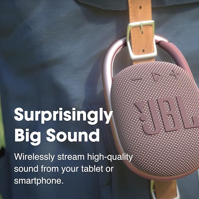 JBL Clip 4, Yellow - Portable Bluetooth 5.1 Speaker - Up to 10 Hours of Play - Waterproof & Dust Resistant - Includes Noise & Echo-Canceling Speakerphone