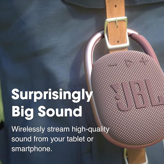 JBL Clip 4, Orange - Portable Bluetooth 5.1 Speaker - Up to 10 Hours of Play - Waterproof & Dust Resistant - Includes Noise & Echo-Canceling Speakerphone