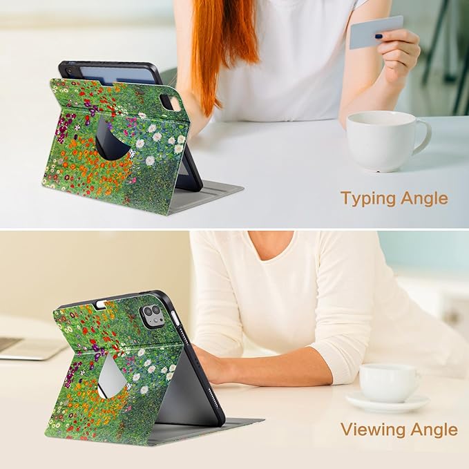 Vimorco for iPad Air 11 Inch Case M4 2026, for iPad Air 5th/4th Gen Cases 10.9-inch,for iPad Pro 11 Inch Case 4th/3rd/2nd/1st Generation 360 Degree Rotating Pencil Holder 4 Viewing Angles, Garden