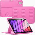 VIKESI Case for iPad mini 7 (A17 Pro) and iPad mini 6,Multiple Angles Magnetic Stand Cover,Shockproof Soft Back,Pencil Holder,and Auto Sleep/Wake,Rose