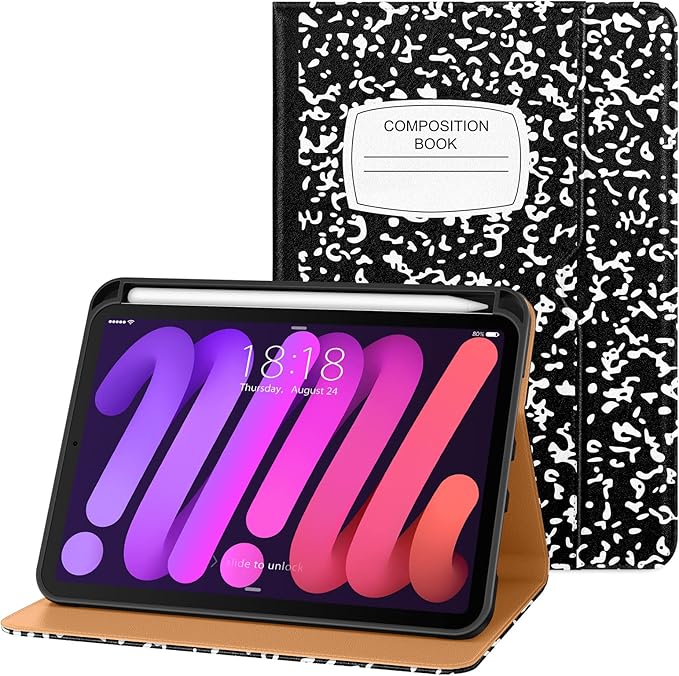 DTTO for iPad mini 7th (A17 Pro) 2024/iPad Mini 6th Generation Case 2021 8.3 Inch, Premium Leather Business Folio Stand Cover for Mini 7/6 with Pencil Holder-Multiple Viewing Angles, Book