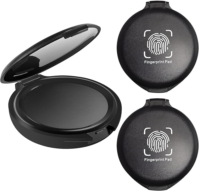 3PCS Black Fingerprint Ink Pads, Mini Portable Thumbprint Ink Pad for Notary Supplies Identification Security ID Fingerprint Cards Law Enforcement Fingerprint Kit Home Office Use