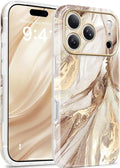 GVIEWIN for iPhone 17 Pro Case Compatible with MagSafe, [Full Camera Protection][Military-Grade Protection] Shockproof Protective Slim Magnetic Marble Phone Case for 17 Pro 6.3", Topaz/Gold