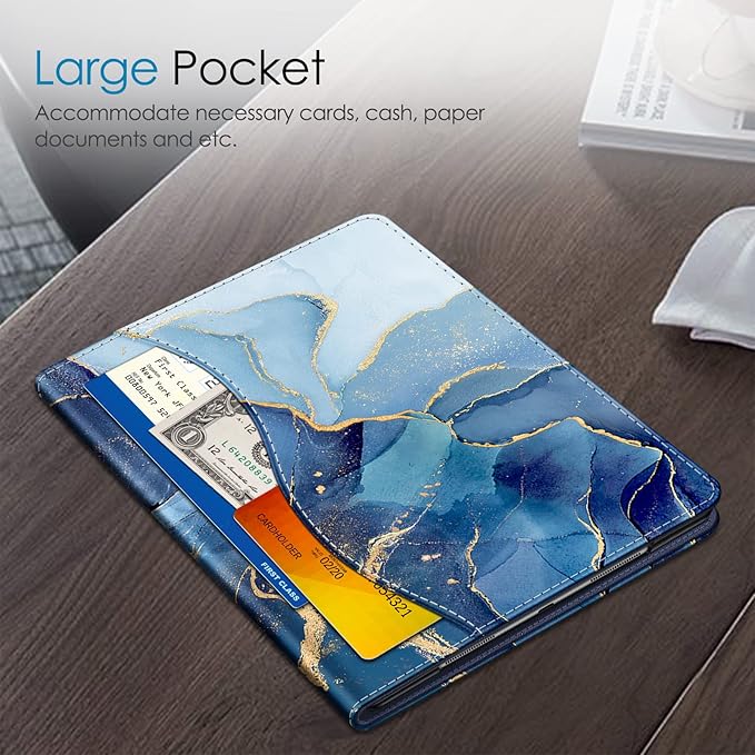 Fintie Case for iPad Air (3rd Gen) 10.5" 2019 / iPad Pro 10.5" 2017- [Sleek Shield] Premium PU Leather Slim Fit Multi Angle Stand Cover with Pocket, Pencil Holder, Auto Wake/Sleep, Ocean Marble