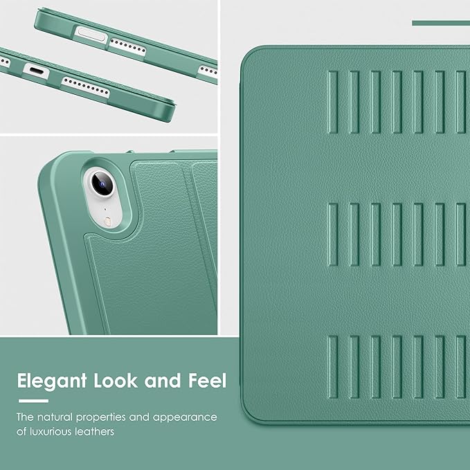 VIKESI Case for iPad mini 7 (A17 Pro) and iPad mini 6,Multiple Angles Magnetic Stand Cover,Shockproof Soft Back,Pencil Holder,and Auto Sleep/Wake,Forest Green