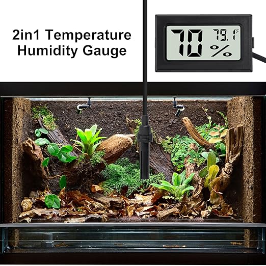 3Pcs Fahrenheit Thermometer Hygrometer Mini Digital with Probe Electronic Temperature Humidity Gauge Meters Indoor LCD Display for Humidors,Greenhouse,Garden,Incubator Reptile Terrarium