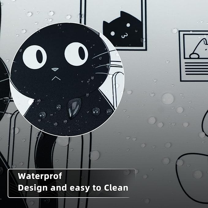 Gaming Mouse Pad for Computer,Large Mouse Pads for Desk Keyboard, Black Anime Cat Desk Mat Laptop,Cute XXL Waterproof Keyboard Pad,Extended Big Non-Slip Rubber Mousepad (Black Cat)