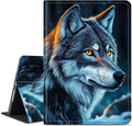 for Amazon Kindle Fire HD 10 (9th/7th/5th Generation, 2019/2017/2015 Release) 10.1" Tablet Case, Slim Kickstand Stand Leather Smart Cover with Auto Wake/Sleep, Gray Wolf