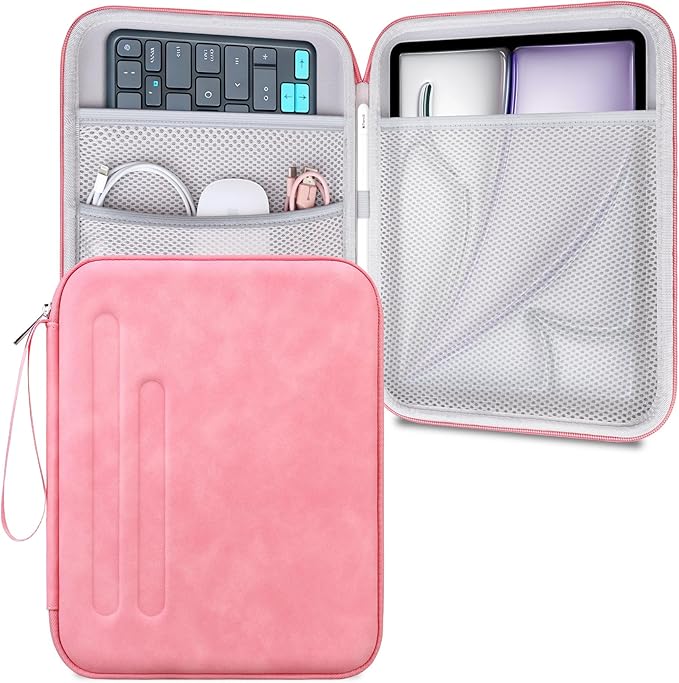Lacdo Tablet Sleeve Case for 13 inch New iPad Air M4 M3 M2 2026-2024, 13 inch iPad Pro M5 M4 2025-2024, 12.9 inch iPad Pro 6 5 4 3, iPad Sleeve 13 inch Hard Shell Protective Tablet Carrying Case, Pink